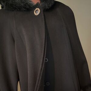 Women’s Full-length Black Coat with Fur lined hood